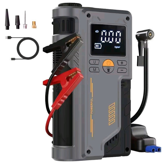 Portable Jump Starter with Air Compressor Car Emergency Starting Power Supply 150PSI Car Air Pump All-In-One Machine Fast Inflation with LED Lighting
